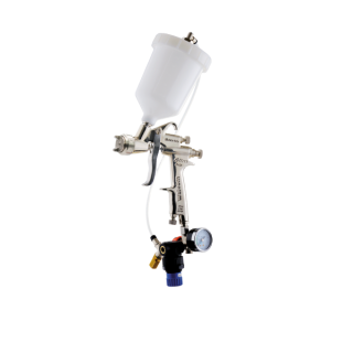 Walcom Slim HTE HD - Druckbecherpistole 680 ml mit Manometer, Regulator + 2,2 mm Düse