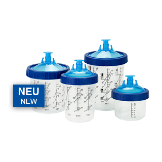 mipa MP PCS 650 ml 190my PaintCupSystem für Becherpistolen inkl. Deckel + Siebe,