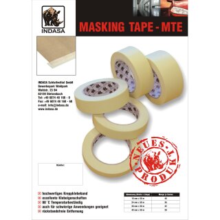 Indasa MASKING TAPE  (MTE) Abdeckband 36mm x 50m  80°C - 24 Rollen